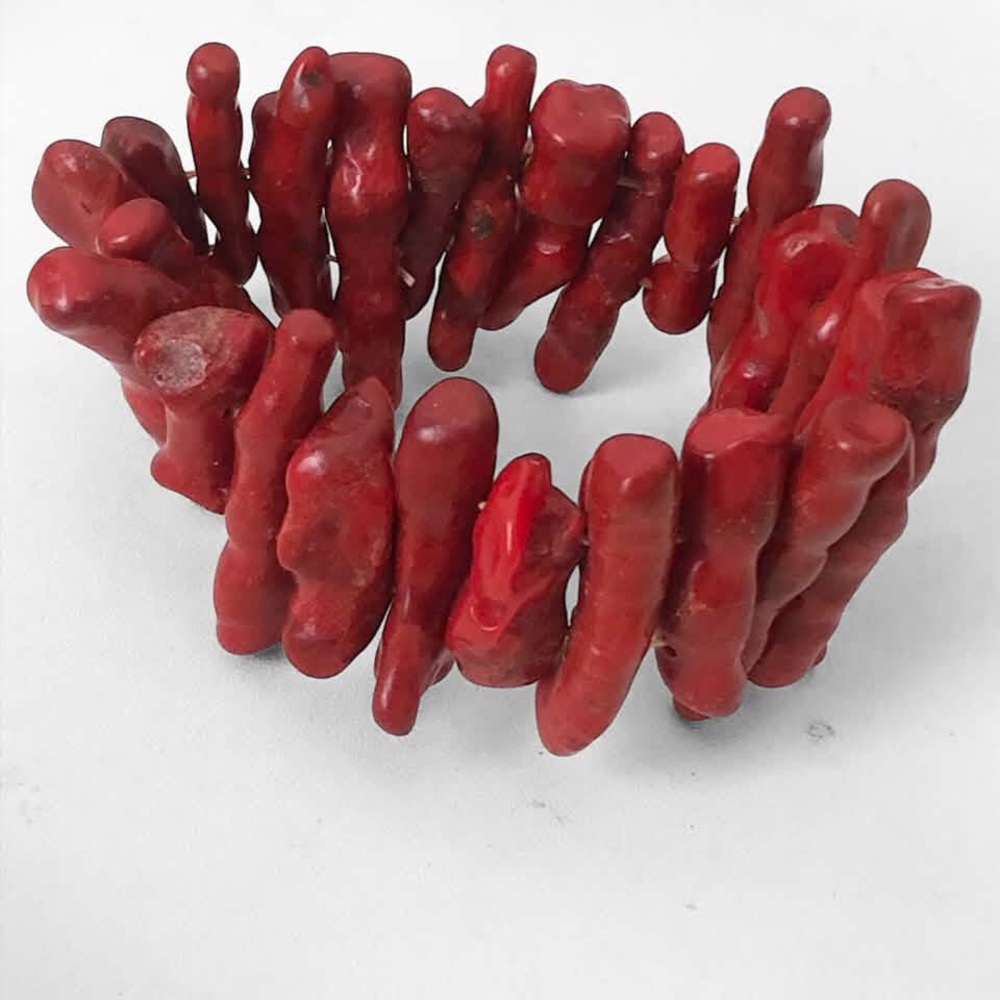 Chunky Dyed Branch Coral Stretch Bracelet